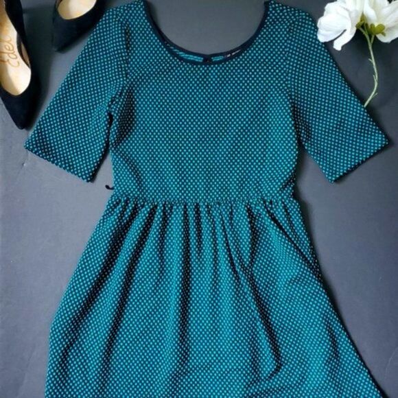 Jodi Kristopher Green Dress with black Polka Dots - Picture 1 of 10